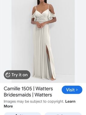 Watters Off-Shoulder V-Neck Dress in French Van color cream
